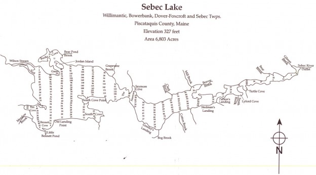 sebec-lake-depth-map - Sebec Lake Vacation Cottage Rental